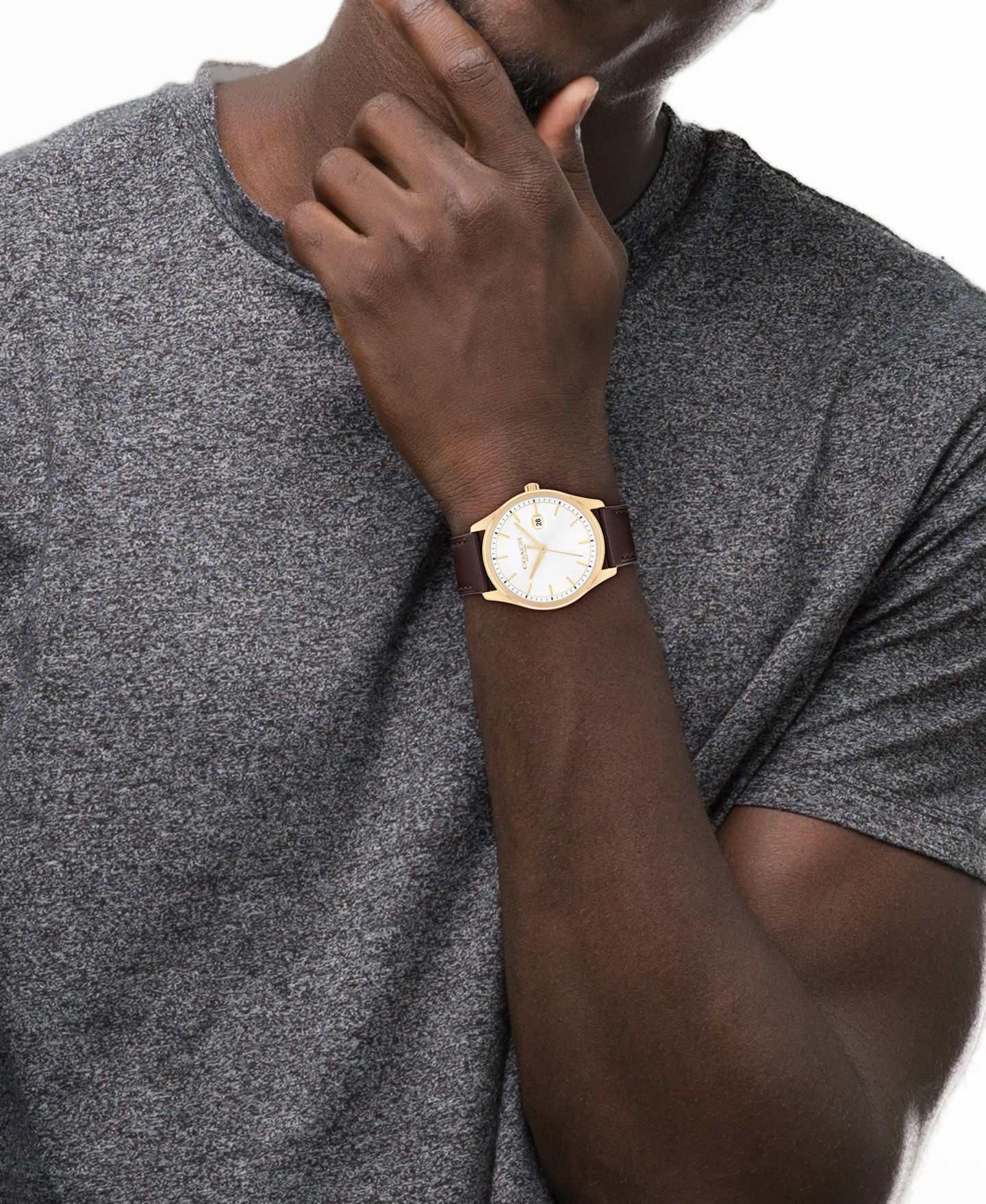 Мужские часы Coach Oliver Brown Leather Calfskin Strap Watch, 41mm — фото 4