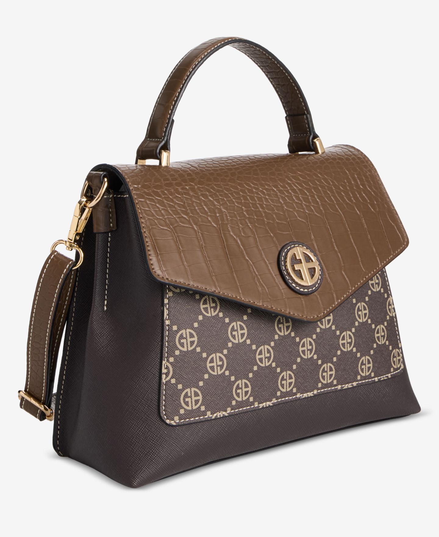 Женская сумка Giani Bernini Small Monogram Top Handle Crossbody, цвет: Кофейный / Орех коричневый — фото 5