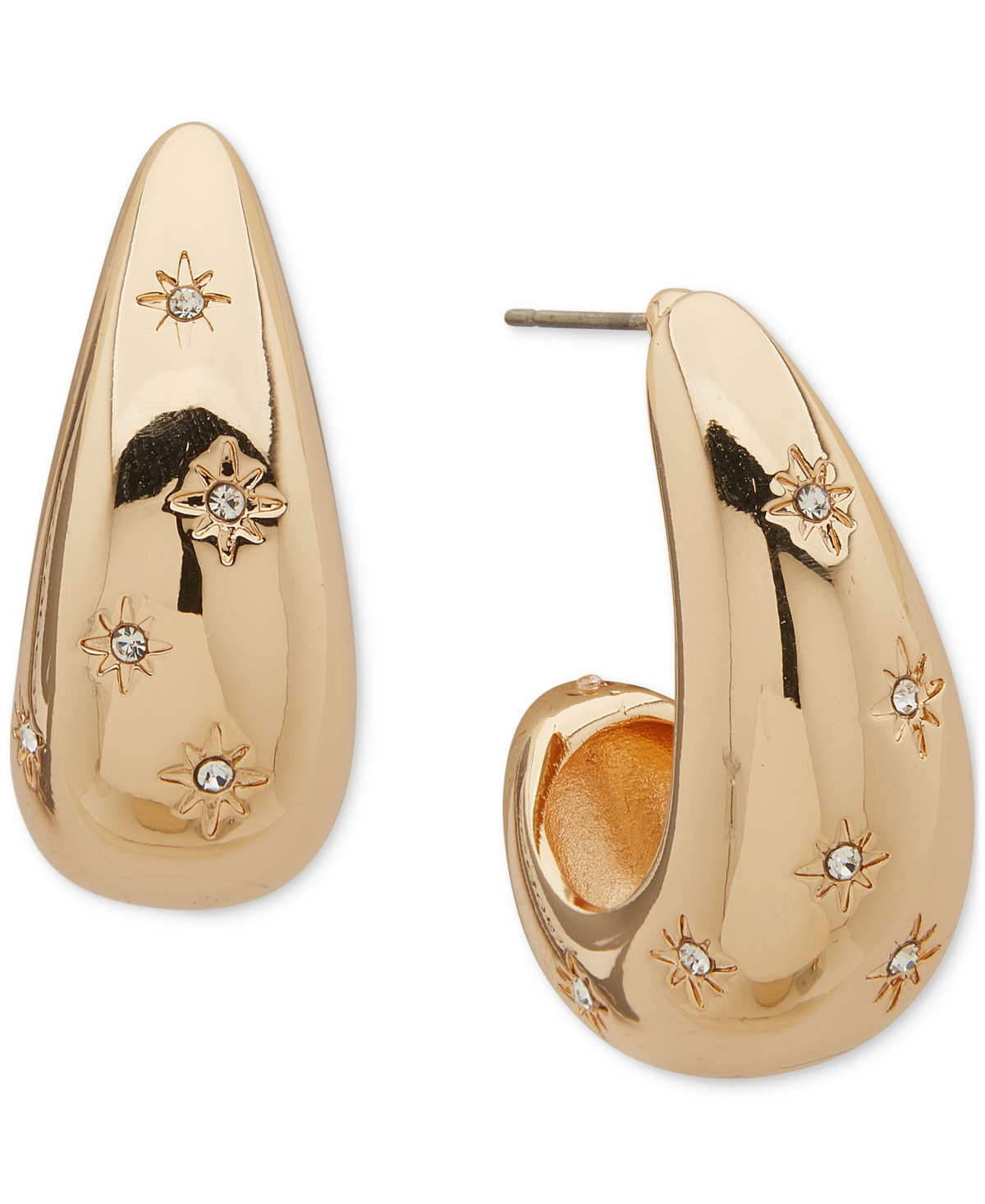 Lonna & Lilly Pave Puffy Hoop Earrings In White