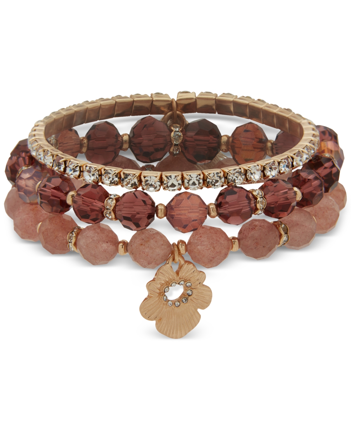 Lonna & Lilly 3-pc. Beaded Stretch Bracelet Set In Burgundy