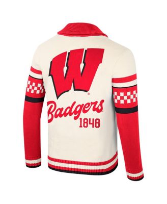 Men's and Women's Cream Wisconsin Badgers Wild Collective Button-Up Jacquard Sweater