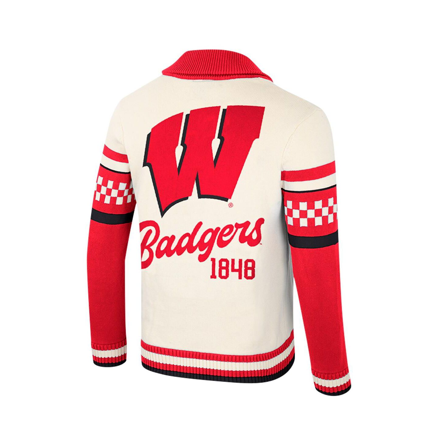 Мужской свитер Colosseum and Cream Wisconsin Badgers Wild Collective Button-Up Jacquard — фото 2