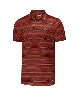 Men's Orange Oregon State Beavers PFG Super Terminal Tackle Omni-Shade Stripe Polo Shirt