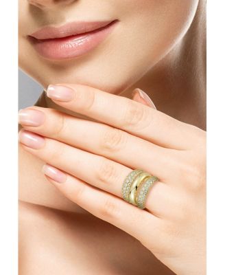 14K Gold Plated Sterling Silver Triple Dome Ring