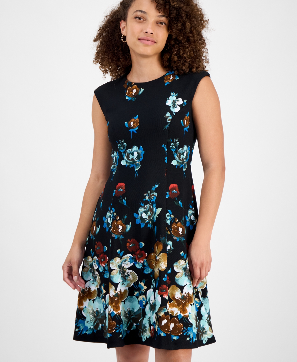 Connected Petite Floral Sleeveless Sheath Dress In Multi
