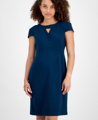 Petite Keyhole-Neck Short-Sleeve Dress