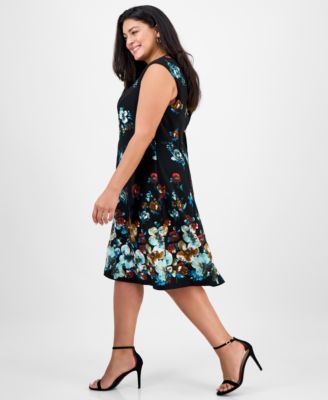 Plus Size Floral-Print Fit & Flare Dress