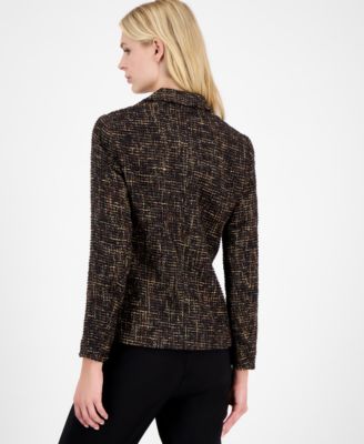 Women's Tweed Notch-Collar One-Button Jacket