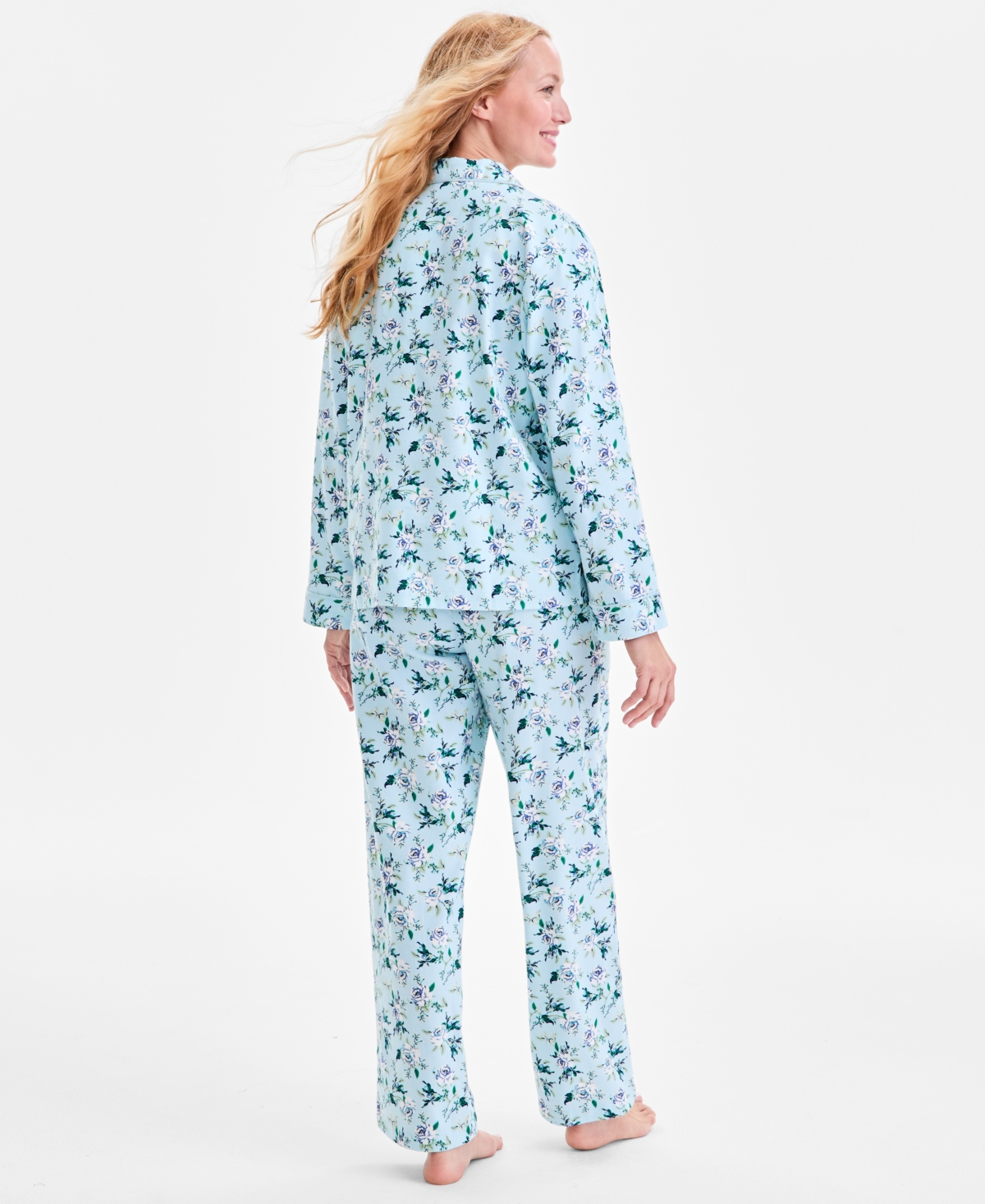 Charter Club Women's 2-pc. Cotton Flannel Packaged Pajamas Set, Created For Macy's In Blue