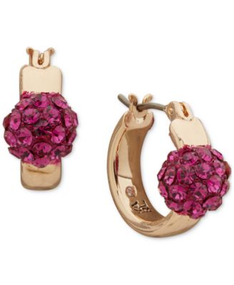 Small Pav&eacute; Fireball Hoop Earrings, 0.68" 