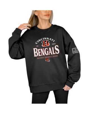 Women's Black Cincinnati Bengals Oversized Players Only Black Label Pullover Sweatshirt