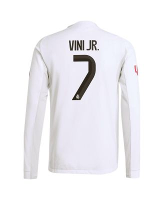 Men's Vini Jr. White Real Madrid 2025/26 Home Authentic Long Sleeve Jersey