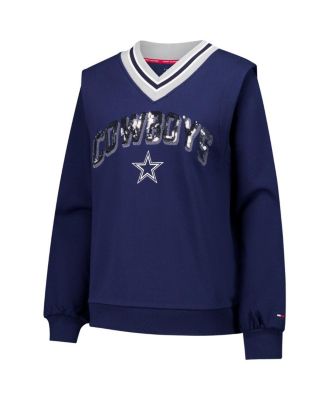 Women's Navy Dallas Cowboys Alice V-Neck Pullover Sweatshirt