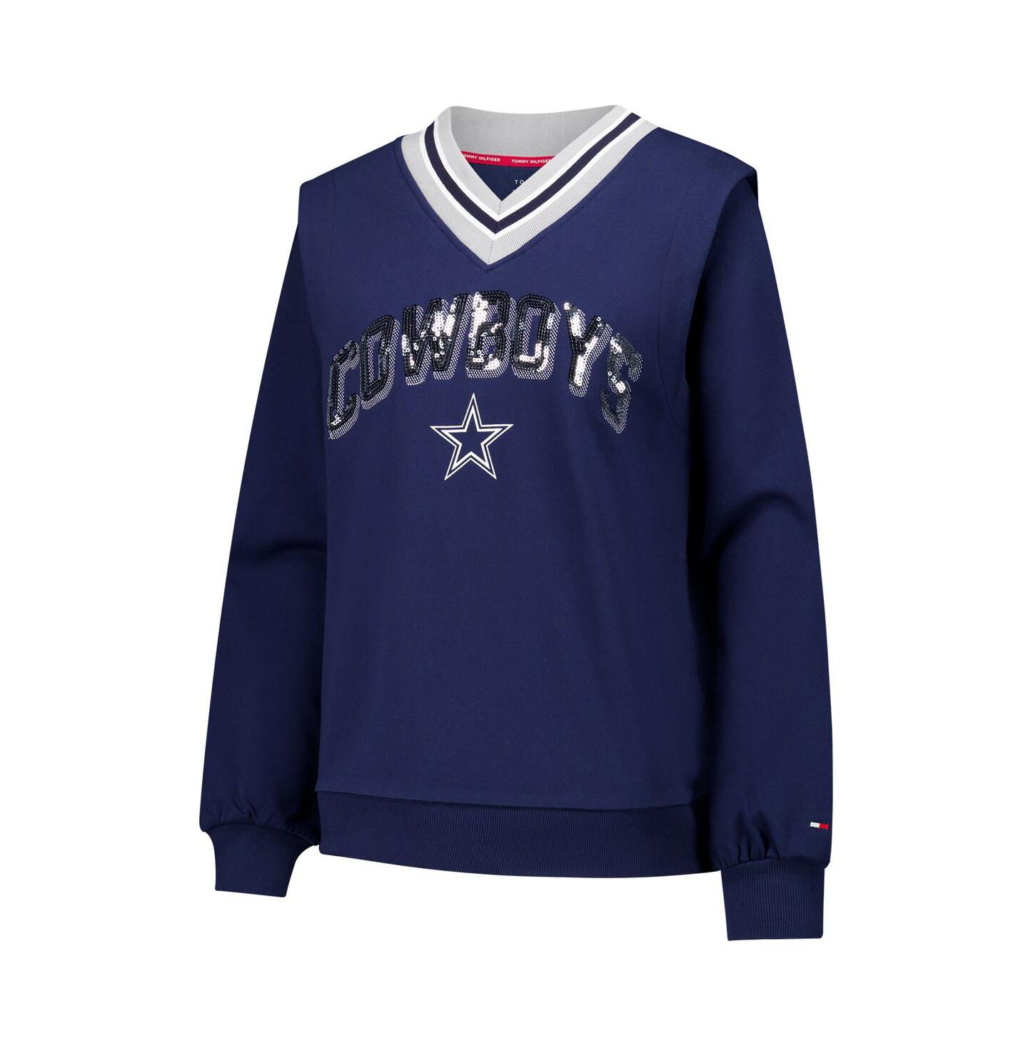 Женские толстовки Tommy Hilfiger Navy Dallas Cowboys Alice V-Neck Pullover — фото 2
