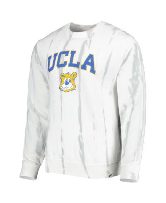 Men's White/Silver UCLA Bruins Classic Arch Dye Terry Pullover Sweatshirt