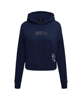 Women's College Navy Seattle Seahawks Jeweled Cropped Pullover Hoodie