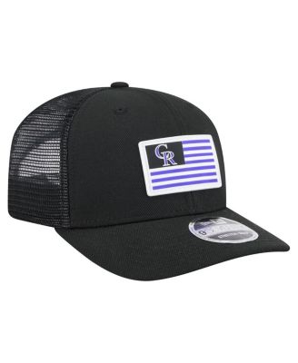 Men's Black Colorado Rockies Flag 9SEVENTY Stretch-Snap Hat
