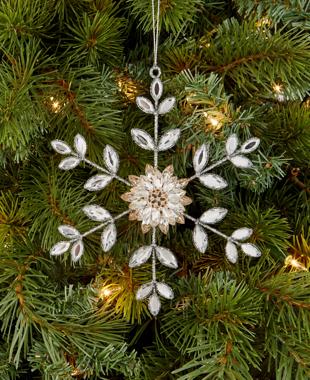 Holiday Lane Jeweled Classics Gold And Gem Snowflake Ornament, Macy's Exclusive In Transparent