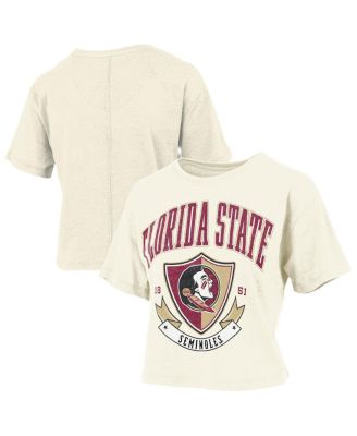 Women's Cream Florida State Seminoles Buckler Vintage Cropped T-Shirt