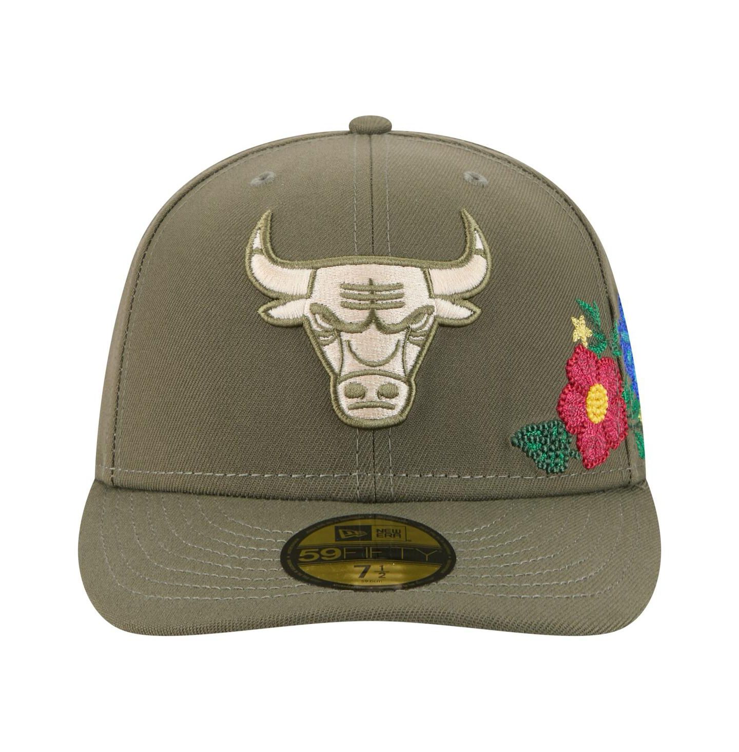 Мужская кепка New Era Olive Chicago Bulls Tonal Florals 59FIFTY Fitted Hat — фото 3