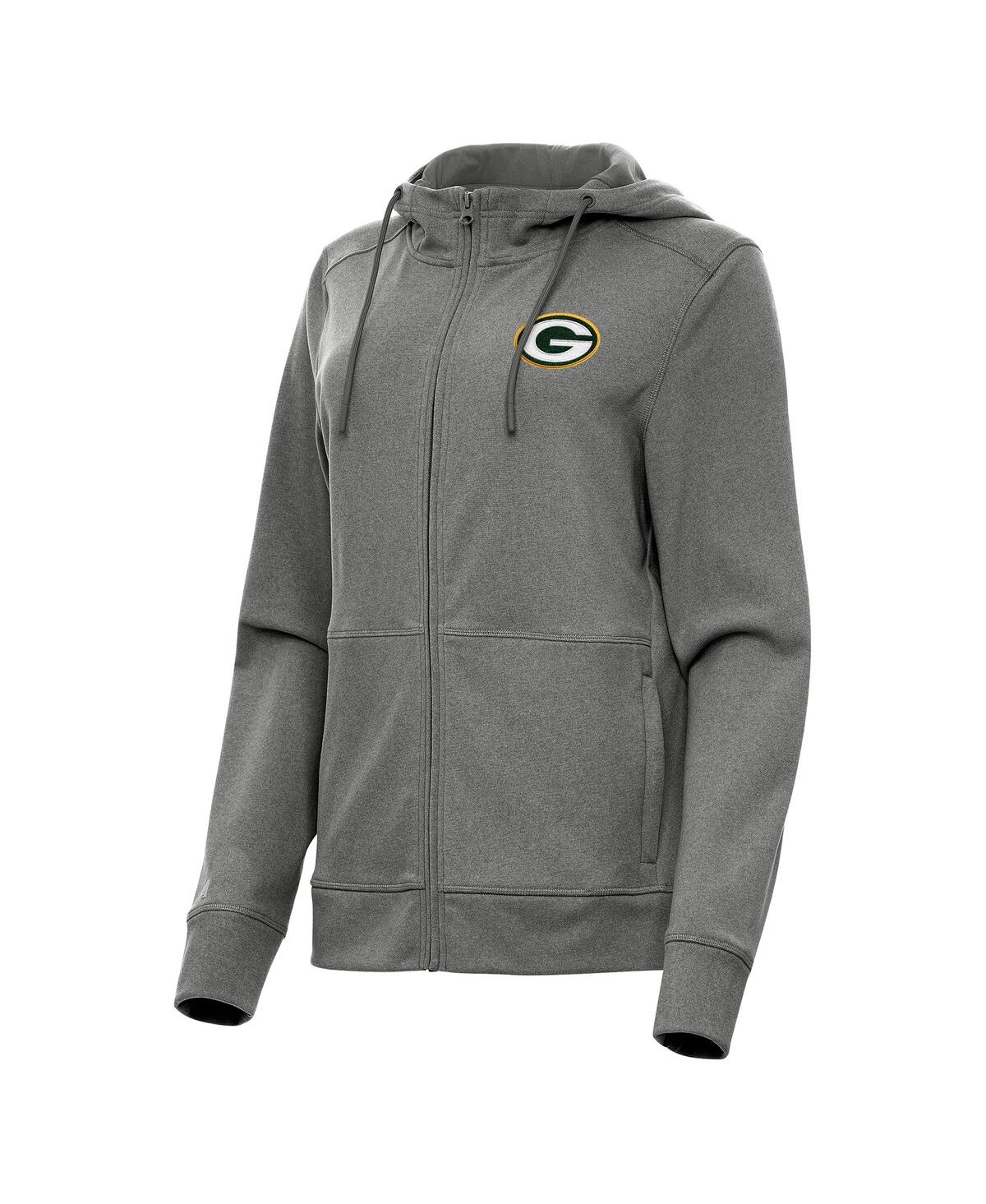 Women's Heather Charcoal Green Bay Packers Seeker Full Zip Hoodie Jacket - Charcoal
