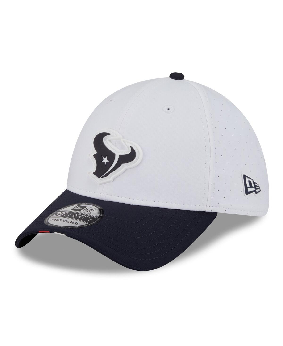 New Era Men's White/Navy Houston Texans 2025 Nfl Training Camp 39THIRTY Flex Hat
