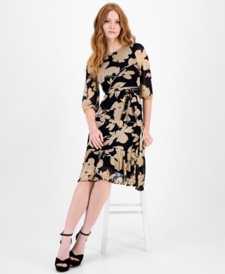 Petite Printed Tiered-Hem Midi Dress