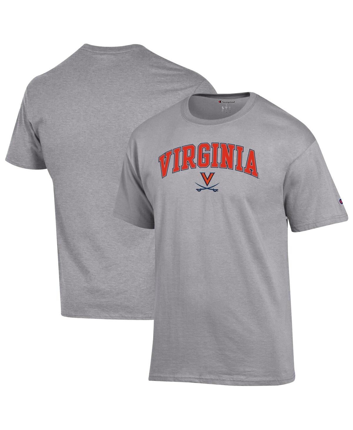 Champion Men's Orange Virginia Cavaliers Arched Logo T-Shirt - Heather Gray