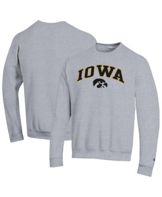 Champion - Men's&nbsp;Heather Gray Iowa Hawkeyes Arch Over Logo Pullover Sweatshirt
