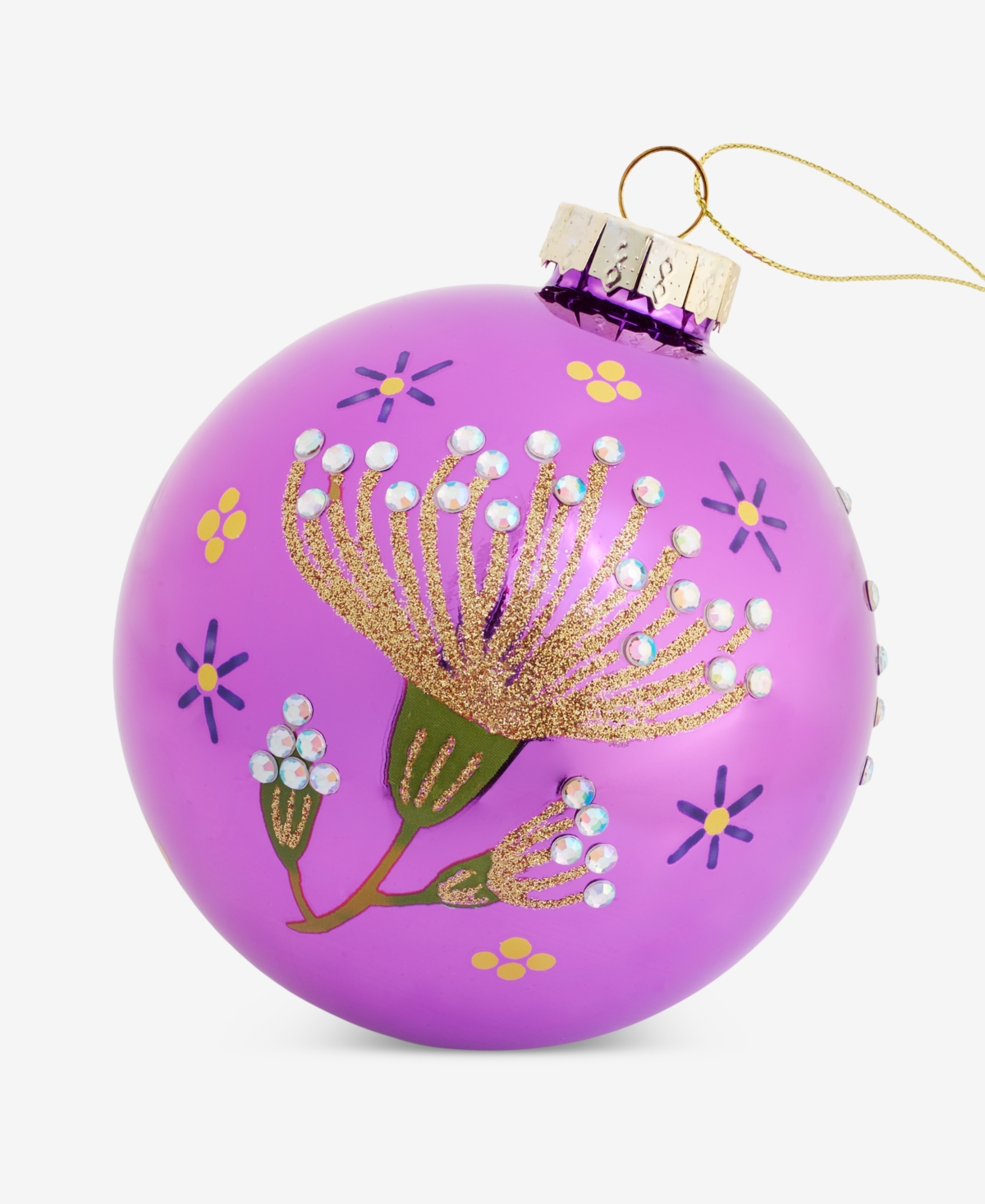 Holiday Lane Enchanted Forest Pink Floral Ball Ornament, Macy's Exclusive In Transparent