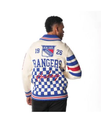 Men's and Women's Cream New York Rangers Jacquard Full Zip Sweater