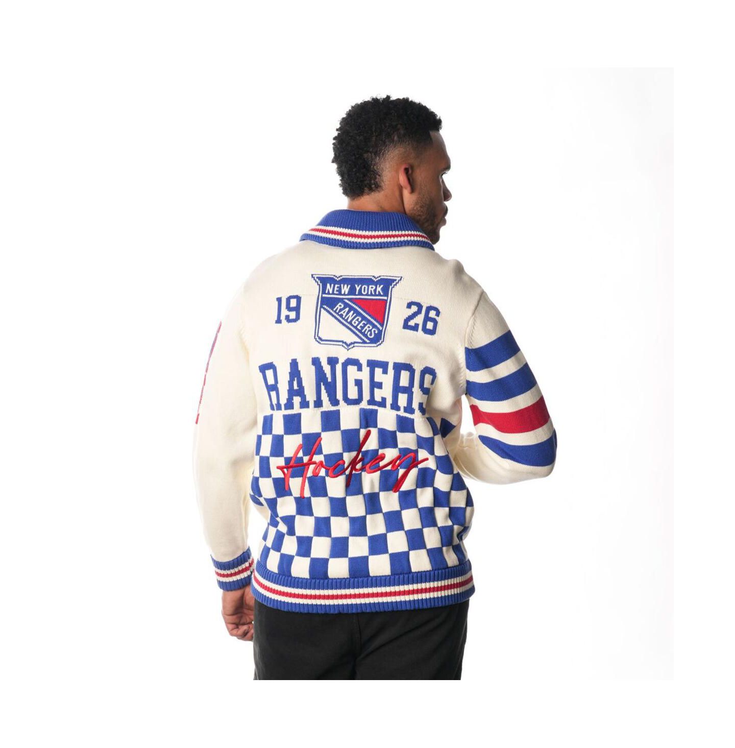 Мужской свитер The Wild Collective and Cream New York Rangers Jacquard Full Zip — фото 3