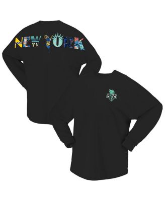Spirit Jersey - Women's Black New York Liberty Oversized Preppy City Long Sleeve T-Shirt
