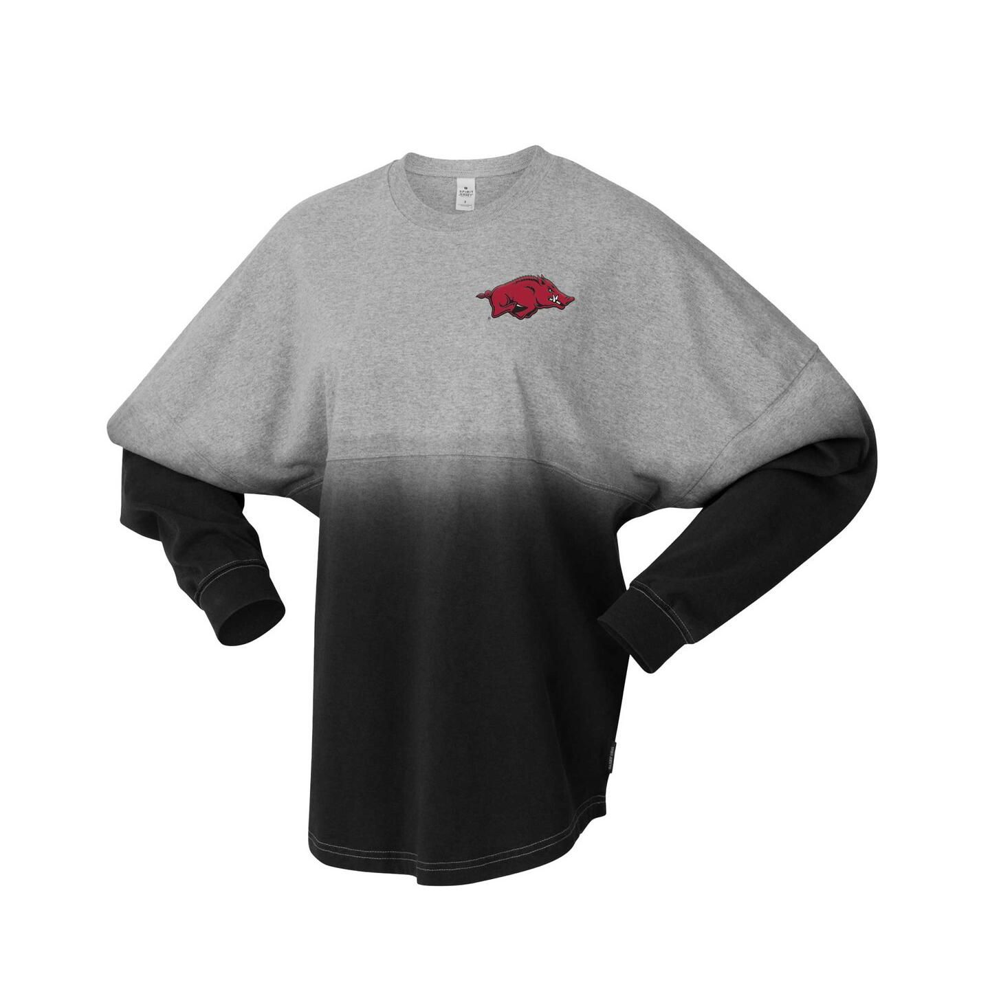 Футболка Spirit Jersey Black/Gray Arkansas Razorbacks Ombre Long Sleeve — фото 2