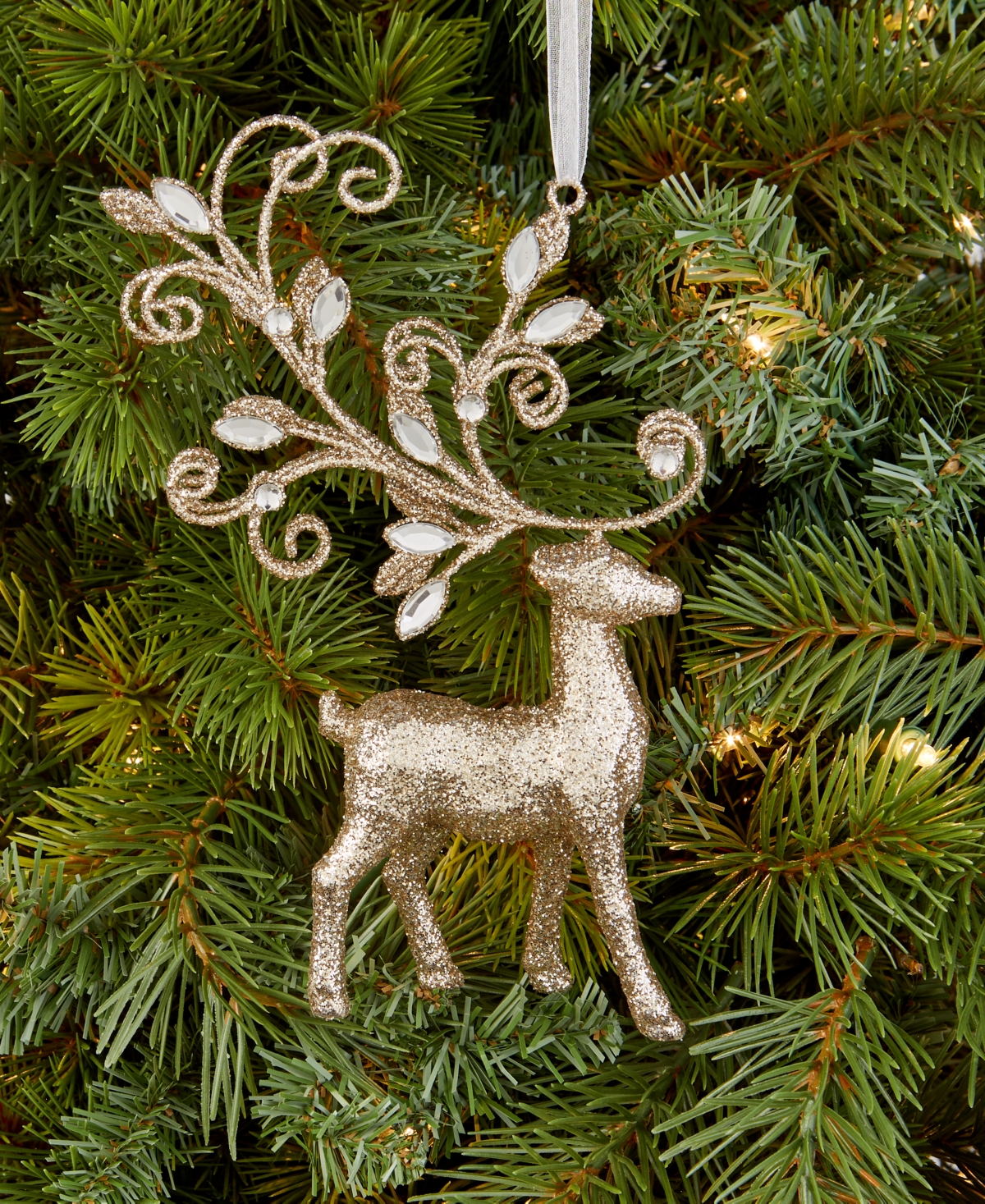 Holiday Lane Jeweled Classics Deer Embellished Ornament, Macy's Exclusive In Silver