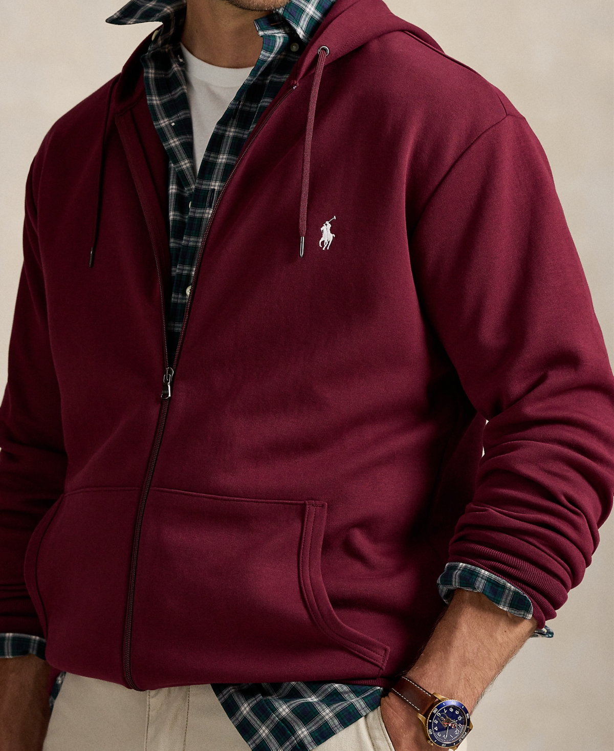 Polo Ralph Lauren Bordeaux Sweatshirt With Drawstring Hood And Pony Embroidery On The Front In Burgundy