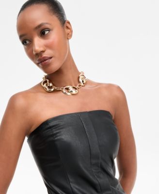 Women's Faux-Leather Strapless Top, Macy's Exclusive