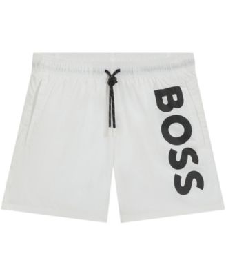 Men's Vertical Logo Print Swim Shorts