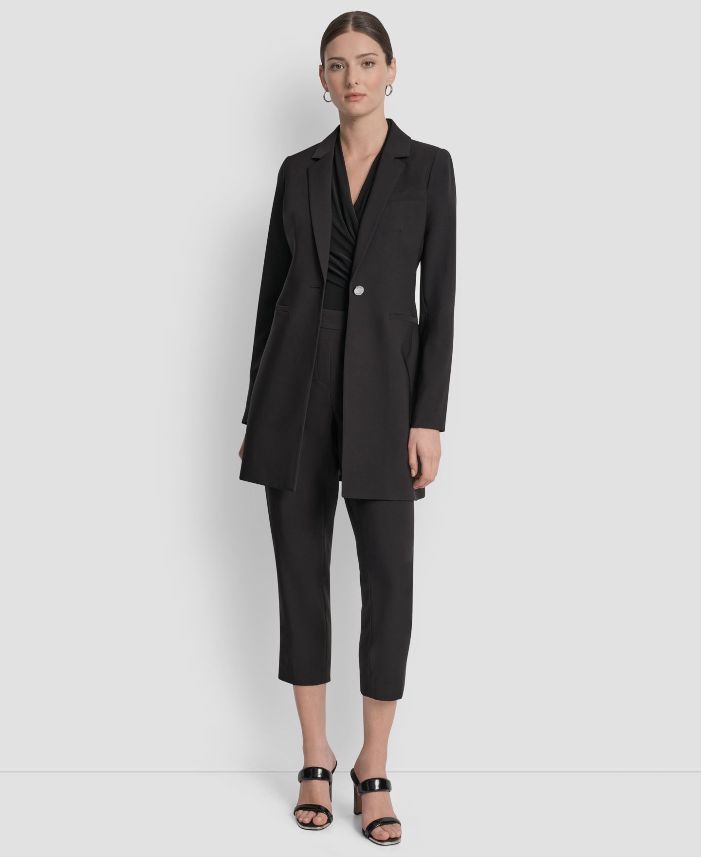 Женский пиджак DKNY Single-Button Long-Sleeve Blazer, цвет: Чёрный — фото 2