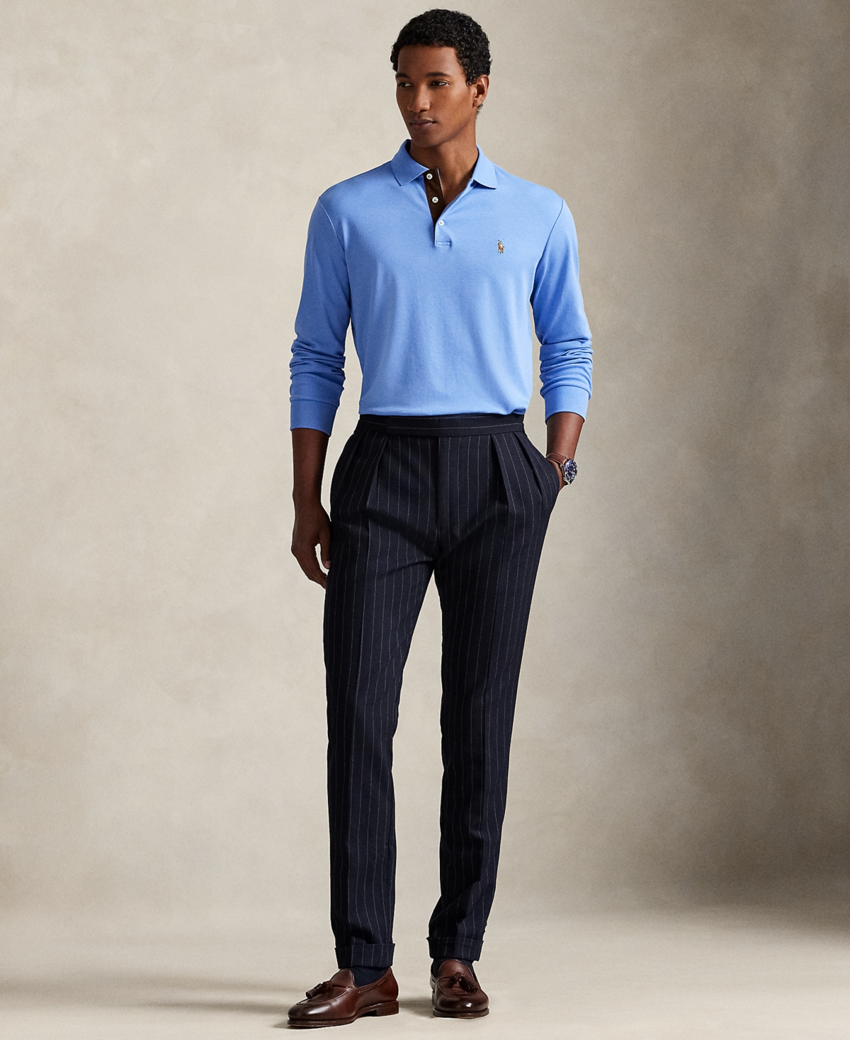 Polo Ralph Lauren Classic Fit Soft Cotton Long-sleeve Polo Shirt In Blue