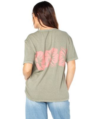 Juniors' Flower Block Short-Sleeve Cotton T-Shirt