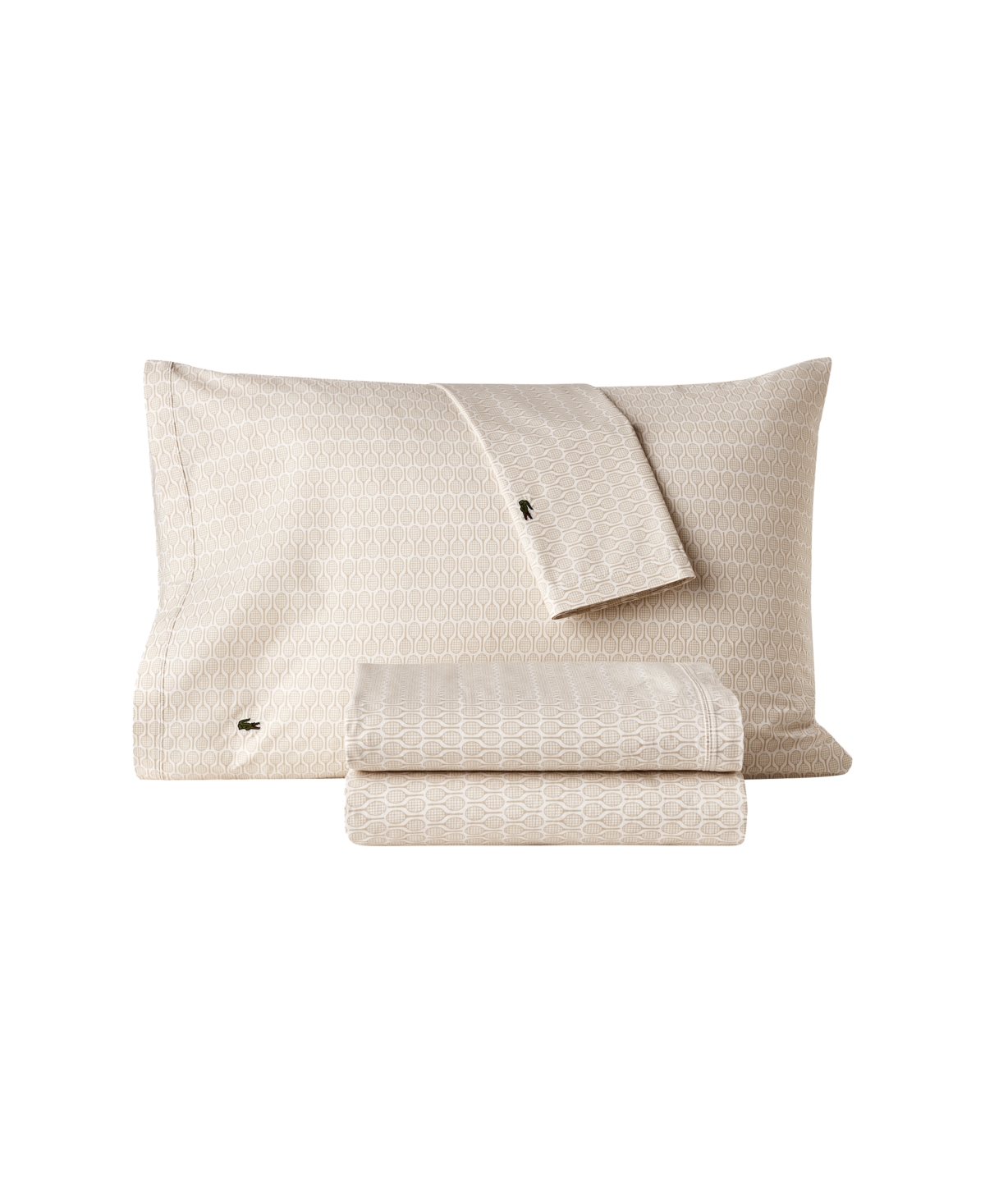 Lacoste Racquet 200-thread Count Cotton 3-pc. Sheet Set, Twin In Neutral