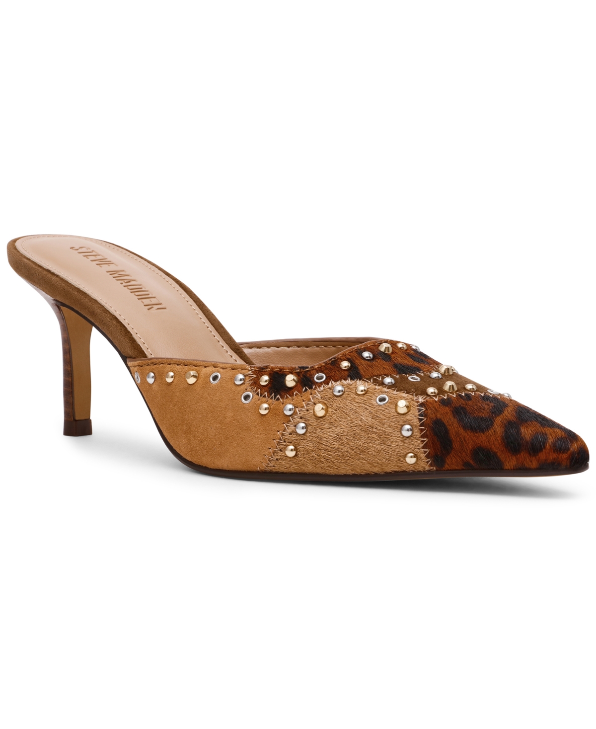 Steve Madden Women's Alexi Mid-heel Dress Mules In Animal Print