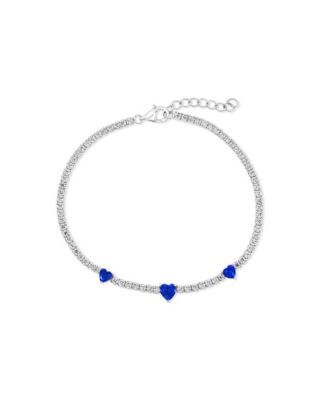 Sterling , Heart CZ Tennis Bracelet