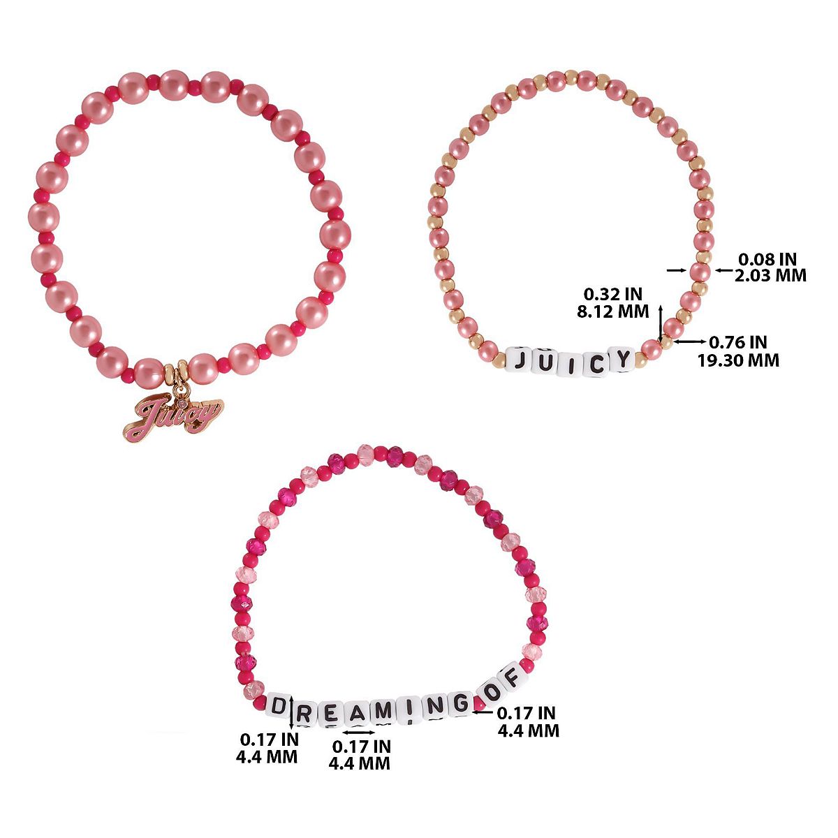 Juicy Couture Kids 드리밍 오브 주시 3피스 스트레치 비드 주얼리