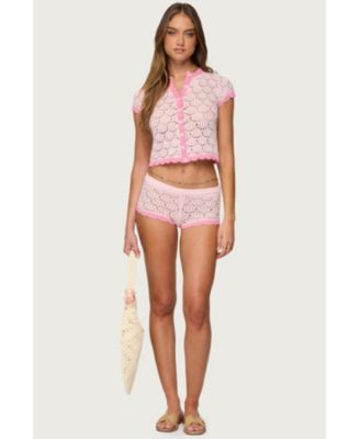 Women's Elisa Open Knit Button Up Top