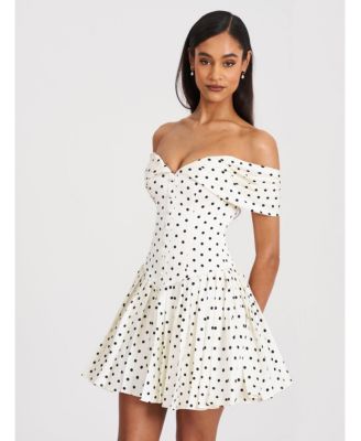 Women's Edeline Polka Dot Off-shoulder Pleated Mini Dress