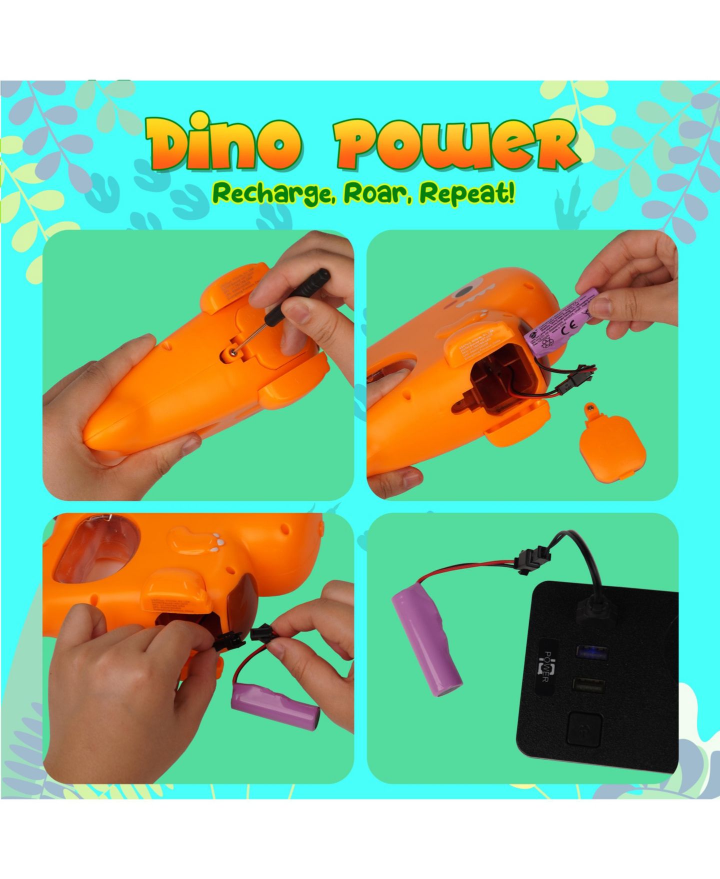 Детские игрушки USA Toyz Soak-A-Saurus Electric Rechargeable Water Blaster, Ages 3+, 2-Piece Set — фото 4