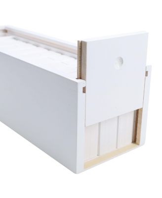 White Wooden Blocks Stacking Tower Game with White Wooden Box, 12 in.