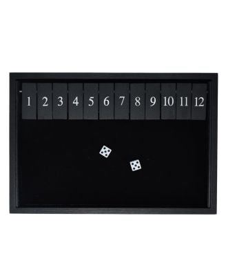 12 Number Shut the Box Board Game, Black Stained Wood, 13.5 in.